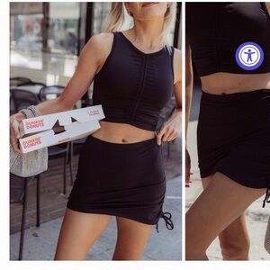 Strut This clueless skort blockbuster crop Black Cinch Top and Skirt Set S